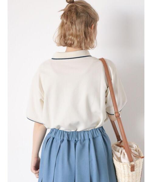 ehka sopo（エヘカソポ）の「ワンポイント刺繍ポロシャツ（ニット/セーター・レディース・オフホワイト/レッド/ネイビー/グリーン・F）」の10枚目の写真