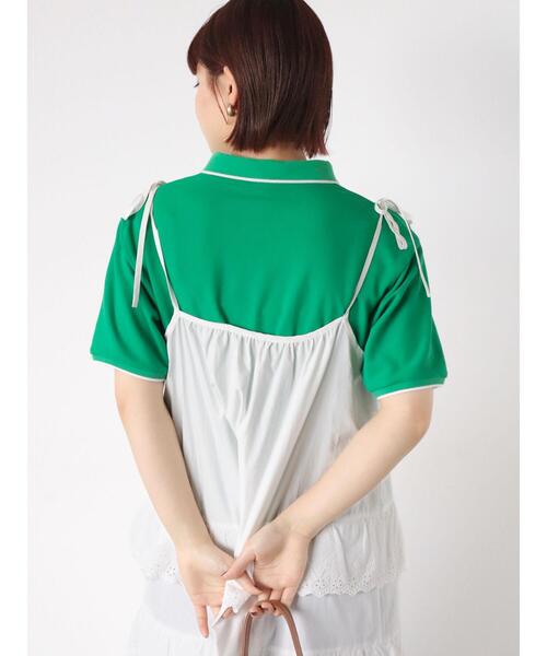 ehka sopo（エヘカソポ）の「ワンポイント刺繍ポロシャツ（ニット/セーター・レディース・オフホワイト/レッド/ネイビー/グリーン・F）」の16枚目の写真