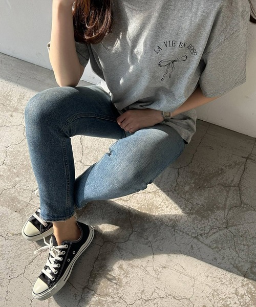 VitaFelice(ヴィータフェリーチェ)の「リボンデザイン 半袖Tシャツ バレエコア(Tシャツ/カットソー・レディース・ホワイト/ブラック/グレー・FREE)」の12枚目の写真