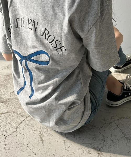 VitaFelice(ヴィータフェリーチェ)の「リボンデザイン 半袖Tシャツ バレエコア(Tシャツ/カットソー・レディース・ホワイト/ブラック/グレー・FREE)」の13枚目の写真