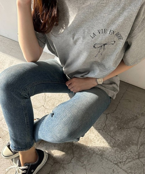 VitaFelice(ヴィータフェリーチェ)の「リボンデザイン 半袖Tシャツ バレエコア(Tシャツ/カットソー・レディース・ホワイト/ブラック/グレー・FREE)」の16枚目の写真