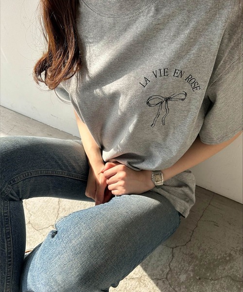 VitaFelice(ヴィータフェリーチェ)の「リボンデザイン 半袖Tシャツ バレエコア(Tシャツ/カットソー・レディース・ホワイト/ブラック/グレー・FREE)」の17枚目の写真