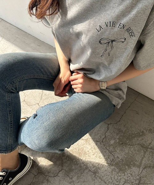 VitaFelice(ヴィータフェリーチェ)の「リボンデザイン 半袖Tシャツ バレエコア(Tシャツ/カットソー・レディース・ホワイト/ブラック/グレー・FREE)」の14枚目の写真