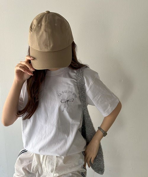 VitaFelice(ヴィータフェリーチェ)の「リボンデザイン 半袖Tシャツ バレエコア(Tシャツ/カットソー・レディース・ホワイト/ブラック/グレー・FREE)」の9枚目の写真