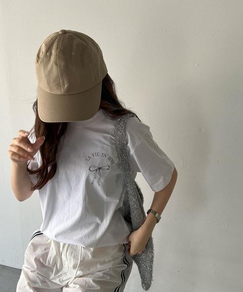 VitaFelice(ヴィータフェリーチェ)の「リボンデザイン 半袖Tシャツ バレエコア(Tシャツ/カットソー・レディース・ホワイト/ブラック/グレー・FREE)」の22枚目の写真