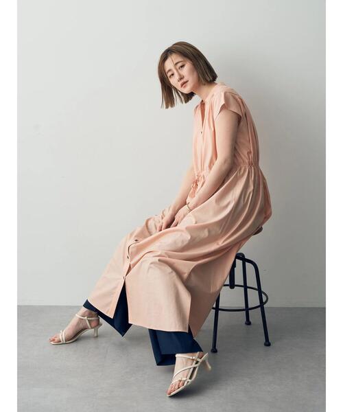 YECCA VECCA(イェッカヴェッカ)の「【ORGABITS】ドロストギャザーシャツワンピース(シャツワンピース・レディース・ライトベージュ/ダークネイビー/サーモンピンク・FREE)」の16枚目の写真