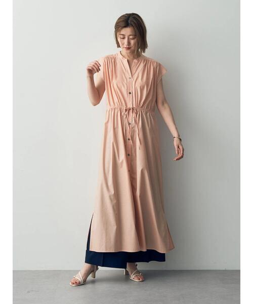 YECCA VECCA(イェッカヴェッカ)の「【ORGABITS】ドロストギャザーシャツワンピース(シャツワンピース・レディース・ライトベージュ/ダークネイビー/サーモンピンク・FREE)」の10枚目の写真