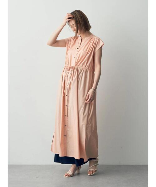 YECCA VECCA(イェッカヴェッカ)の「【ORGABITS】ドロストギャザーシャツワンピース(シャツワンピース・レディース・ライトベージュ/ダークネイビー/サーモンピンク・FREE)」の11枚目の写真