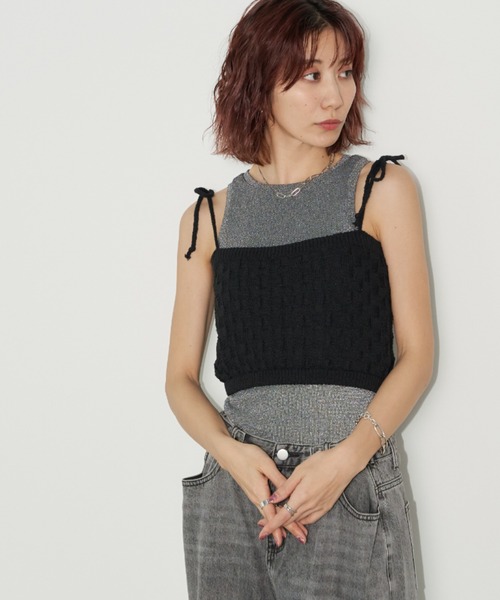 Auntie Rosa Holiday(アンティローザホリデー)の「カップ付きラメアメスリタンク(タンクトップ・レディース・シルバー/ブラック/サックスブルー・FREE)」の14枚目の写真