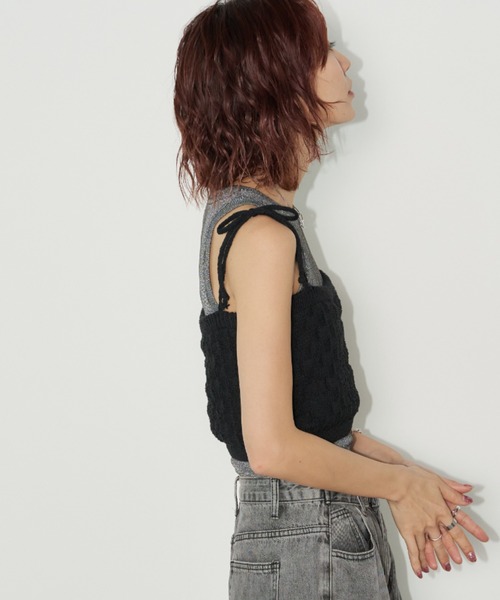 Auntie Rosa Holiday(アンティローザホリデー)の「カップ付きラメアメスリタンク(タンクトップ・レディース・シルバー/ブラック/サックスブルー・FREE)」の18枚目の写真