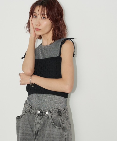 Auntie Rosa Holiday(アンティローザホリデー)の「カップ付きラメアメスリタンク(タンクトップ・レディース・シルバー/ブラック/サックスブルー・FREE)」の15枚目の写真