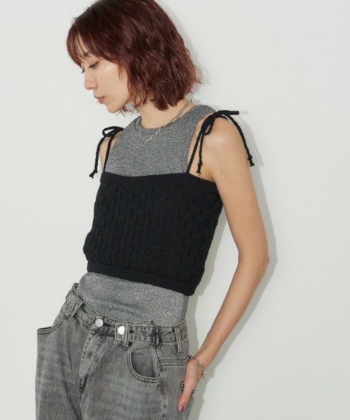 Auntie Rosa Holiday(アンティローザホリデー)の「カップ付きラメアメスリタンク(タンクトップ・レディース・シルバー/ブラック/サックスブルー・FREE)」の17枚目の写真