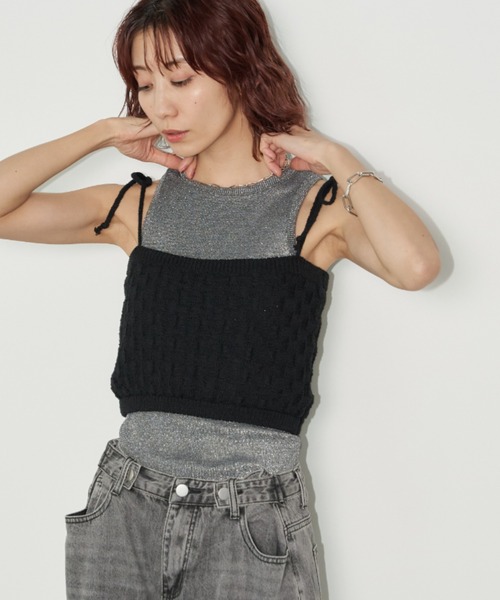 Auntie Rosa Holiday(アンティローザホリデー)の「カップ付きラメアメスリタンク(タンクトップ・レディース・シルバー/ブラック/サックスブルー・FREE)」の16枚目の写真