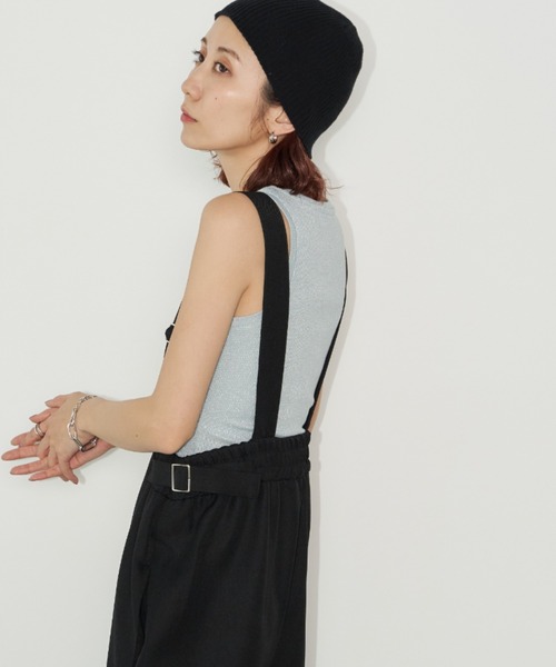 Auntie Rosa Holiday(アンティローザホリデー)の「カップ付きラメアメスリタンク(タンクトップ・レディース・シルバー/ブラック/サックスブルー・FREE)」の8枚目の写真