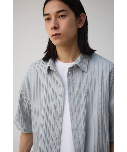 AZUL by moussy（アズールバイマウジー）の「タック楊柳リラックスシャツ（シャツ/ブラウス・メンズ・ブラック/ライトグレー/ベージュ・FREE）」の15枚目の写真