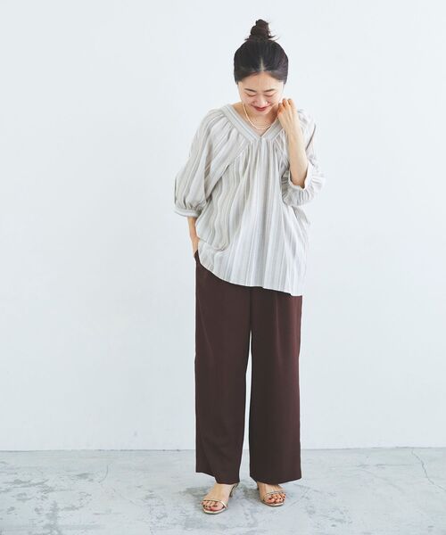 le.coeur blanc（ルクールブラン）の「バックリボンストライプブラウス（シャツ/ブラウス・レディース・ベージュ系その他2/ブラック系その他/イエロー系その他・38）」の5枚目の写真
