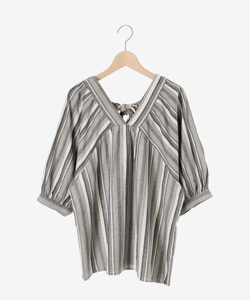 le.coeur blanc（ルクールブラン）の「バックリボンストライプブラウス（シャツ/ブラウス・レディース・ベージュ系その他2/ブラック系その他/イエロー系その他・38）」の14枚目の写真