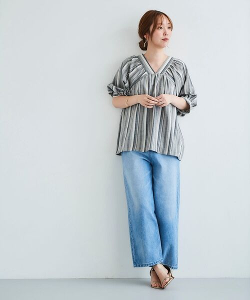 le.coeur blanc（ルクールブラン）の「バックリボンストライプブラウス（シャツ/ブラウス・レディース・ベージュ系その他2/ブラック系その他/イエロー系その他・38）」の15枚目の写真