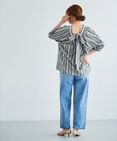 le.coeur blanc（ルクールブラン）の「バックリボンストライプブラウス（シャツ/ブラウス・レディース・ベージュ系その他2/ブラック系その他/イエロー系その他・38）」の18枚目の写真