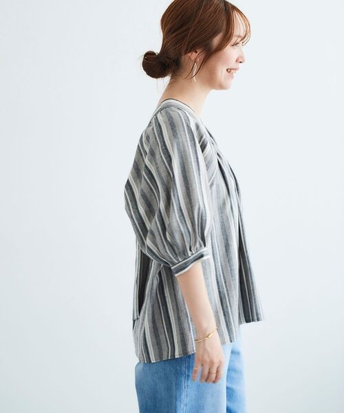 le.coeur blanc（ルクールブラン）の「バックリボンストライプブラウス（シャツ/ブラウス・レディース・ベージュ系その他2/ブラック系その他/イエロー系その他・38）」の20枚目の写真