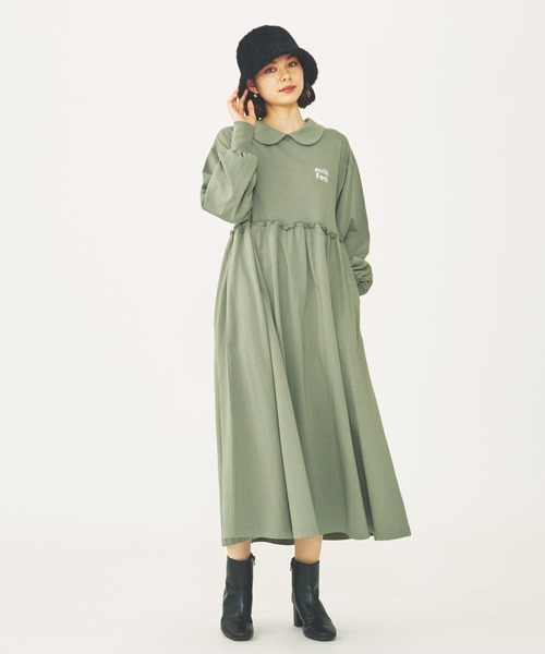MILKFED.（ミルクフェド）の「ROUND COLLAR GATHERED DRESS（ワンピース・レディース・ブラック/ライトグリーン/ネイビー・ONE SIZE）」の9枚目の写真