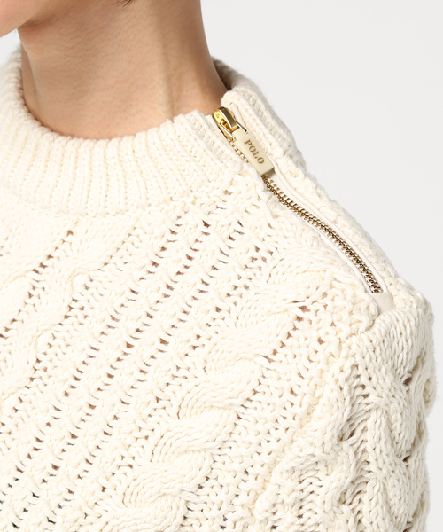 POLO RALPH LAUREN（ポロ ラルフ ローレン）の「ケーブルニット コットン セーター（ニット/セーター・レディース・ブラック/ホワイト・X-SMALL/X-LARGE/LARGE/MEDIUM/SMALL）」の14枚目の写真