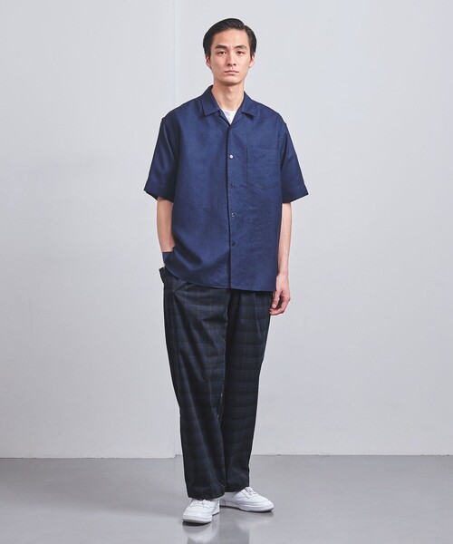 UNITED ARROWS（ユナイテッドアローズ）の「DotAir ドットエア チェック ハーフギャザー ヘムコード 2プリーツパンツ -ストレッチ-（その他パンツ・メンズ・ネイビー・L/M/S）」の2枚目の写真