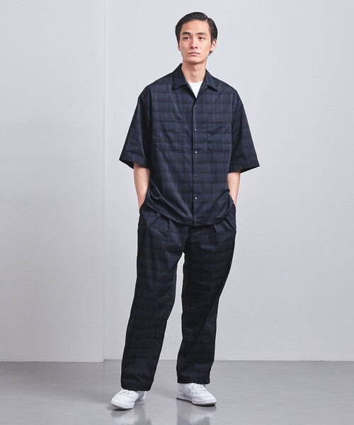 UNITED ARROWS（ユナイテッドアローズ）の「DotAir ドットエア チェック ハーフギャザー ヘムコード 2プリーツパンツ -ストレッチ-（その他パンツ・メンズ・ネイビー・L/M/S）」の4枚目の写真