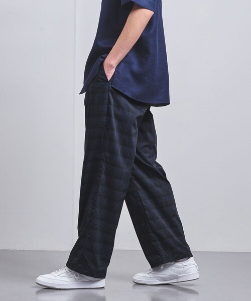 UNITED ARROWS（ユナイテッドアローズ）の「DotAir ドットエア チェック ハーフギャザー ヘムコード 2プリーツパンツ -ストレッチ-（その他パンツ・メンズ・ネイビー・L/M/S）」の6枚目の写真