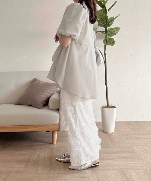 apres jour clair(アプレジュールクレア)の「【apres jour clair】フリルデザインチュニックワンピース【ZOZOTOWN限定アイテム】(シャツワンピース・レディース・ライトグレー/ブルー/オフホワイト・X-LARGE/フリー)」の12枚目の写真