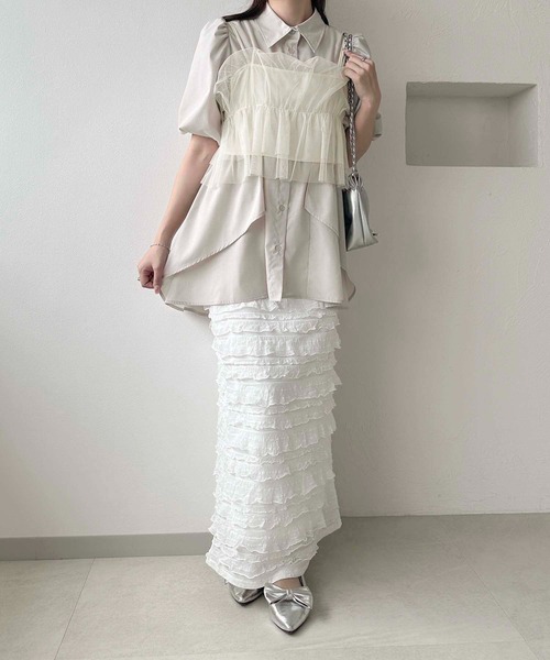 apres jour clair(アプレジュールクレア)の「【apres jour clair】フリルデザインチュニックワンピース【ZOZOTOWN限定アイテム】(シャツワンピース・レディース・ライトグレー/ブルー/オフホワイト・X-LARGE/フリー)」の20枚目の写真