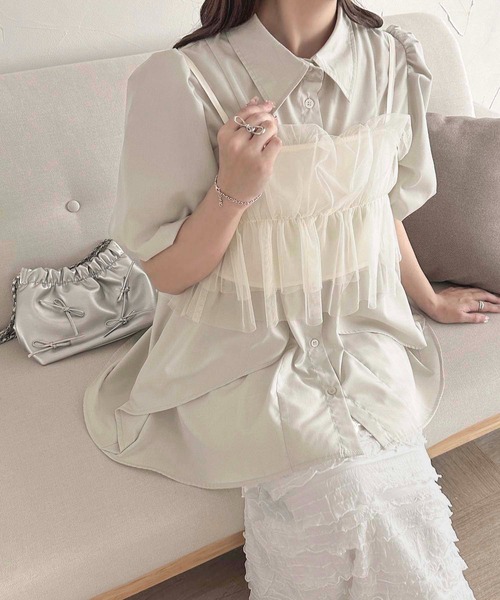 apres jour clair】フリルデザインチュニックワンピース【ZOZOTOWN限定