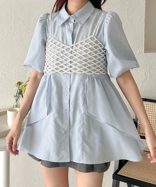 apres jour clair(アプレジュールクレア)の「【apres jour clair】フリルデザインチュニックワンピース【ZOZOTOWN限定アイテム】(シャツワンピース・レディース・ライトグレー/ブルー/オフホワイト・X-LARGE/フリー)」の11枚目の写真
