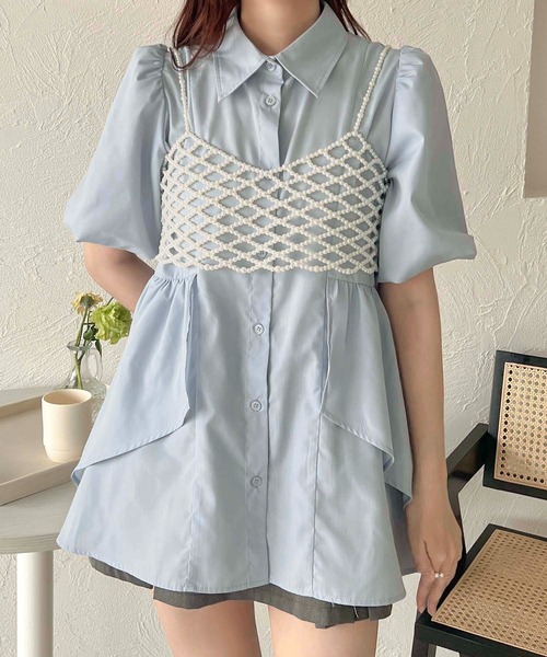 apres jour clair(アプレジュールクレア)の「【apres jour clair】フリルデザインチュニックワンピース【ZOZOTOWN限定アイテム】(シャツワンピース・レディース・ライトグレー/ブルー/オフホワイト・X-LARGE/フリー)」の9枚目の写真