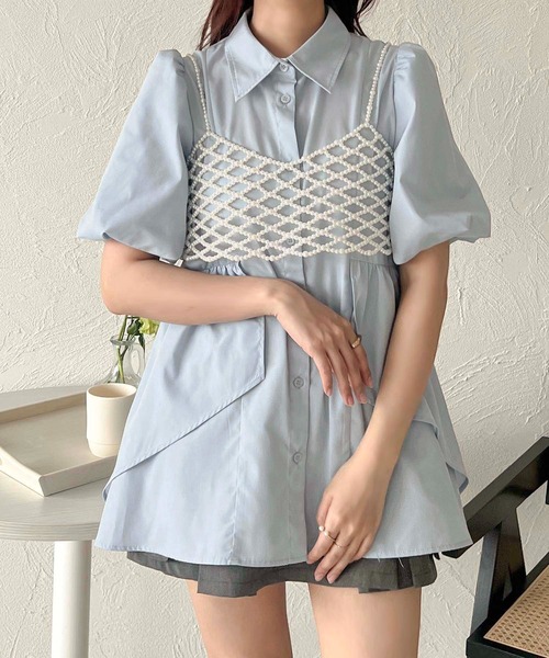 apres jour clair(アプレジュールクレア)の「【apres jour clair】フリルデザインチュニックワンピース【ZOZOTOWN限定アイテム】(シャツワンピース・レディース・ライトグレー/ブルー/オフホワイト・X-LARGE/フリー)」の8枚目の写真