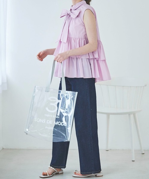 31 Sons de mode（トランテアン　ソン　ドゥ　モード）の「ＰＶＣロゴトートバッグ（トートバッグ・レディース・ホワイト/ブラック・フリー）」の6枚目の写真
