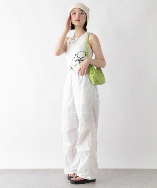 RAGEBLUE(レイジブルー)の「サイドリボン/ナイロンパラシュートパンツ(カーゴパンツ・レディース・オリーブ/ホワイト/オレンジ・FREE)」の14枚目の写真