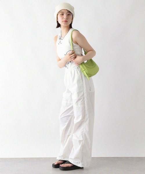 RAGEBLUE(レイジブルー)の「サイドリボン/ナイロンパラシュートパンツ(カーゴパンツ・レディース・オリーブ/ホワイト/オレンジ・FREE)」の13枚目の写真