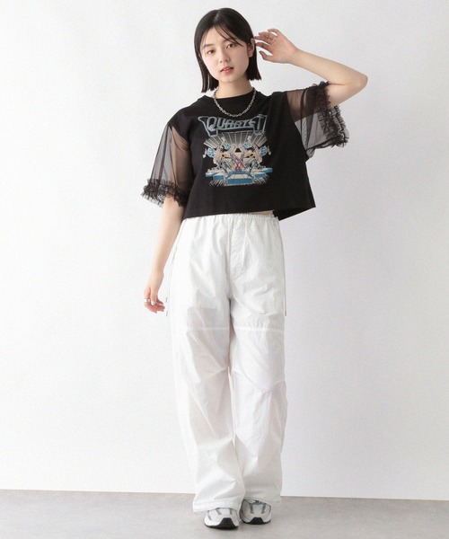 RAGEBLUE(レイジブルー)の「サイドリボン/ナイロンパラシュートパンツ(カーゴパンツ・レディース・オリーブ/ホワイト/オレンジ・FREE)」の11枚目の写真