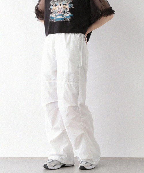 RAGEBLUE(レイジブルー)の「サイドリボン/ナイロンパラシュートパンツ(カーゴパンツ・レディース・オリーブ/ホワイト/オレンジ・FREE)」の9枚目の写真