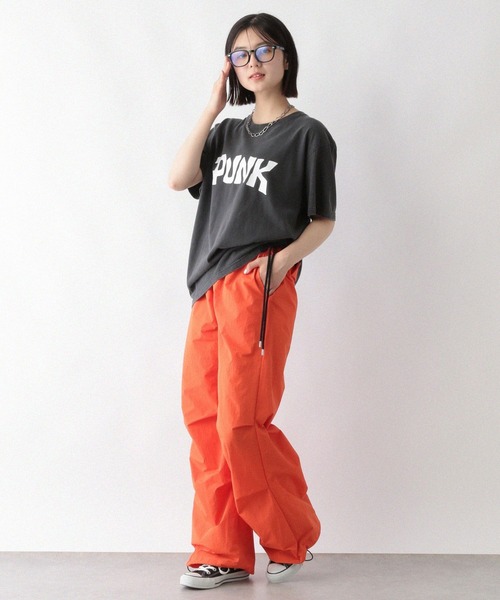 RAGEBLUE(レイジブルー)の「サイドリボン/ナイロンパラシュートパンツ(カーゴパンツ・レディース・オリーブ/ホワイト/オレンジ・FREE)」の8枚目の写真