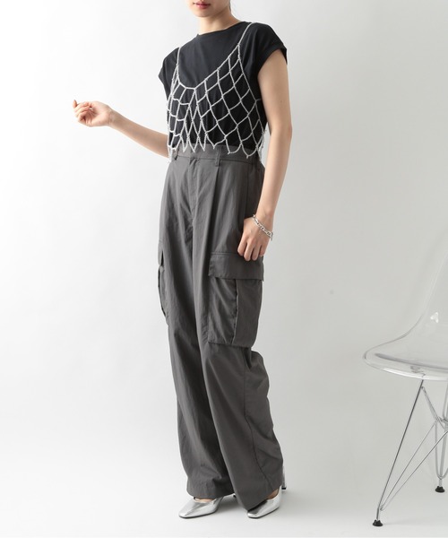 セール】【SETUP7】ビーズ・パールメッシュキャミビスチェ