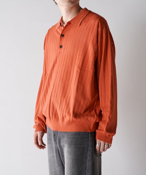 24SS新品WACKOMARIAストライプニットポロシャツORANGE/L 24SS新品WACKOMARIAストライプニットポロシャツORANGE/L
