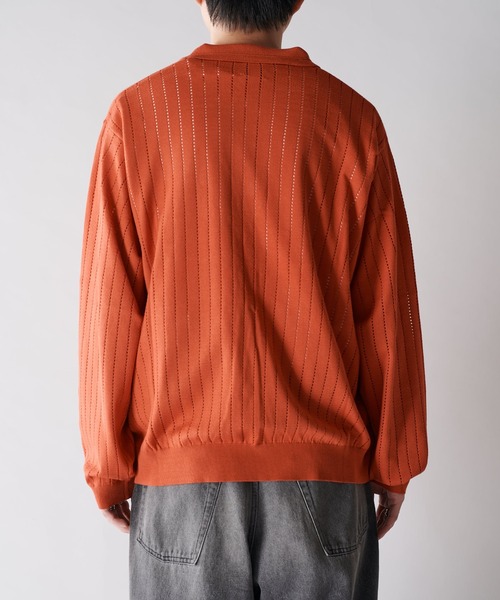 24SS新品WACKOMARIAストライプニットポロシャツORANGE/L Lui's（ルイス）の「針抜きニットポロシャツ（ニット/セーター）」 - WEAR