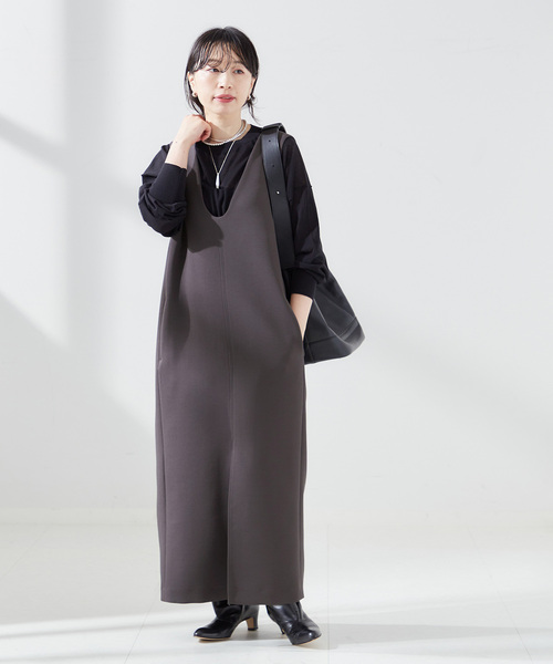 journal standard L'essage(ジャーナルスタンダードレサージュ)の「トリプルクロスストレッチ ワンピース(ワンピース・レディース・チャコールグレー/ブラック・FREE)」の14枚目の写真