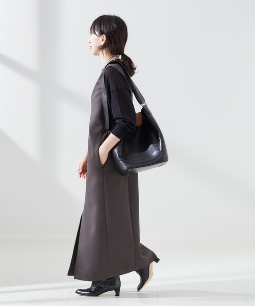 journal standard L'essage(ジャーナルスタンダードレサージュ)の「トリプルクロスストレッチ ワンピース(ワンピース・レディース・チャコールグレー/ブラック・FREE)」の13枚目の写真