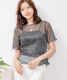 ラメプリーツ半袖T