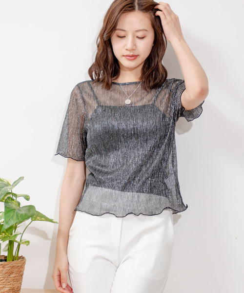 Jayro(ジャイロ)の「ラメプリーツ半袖T(Tシャツ/カットソー・レディース・ブラック/ゴールド/シルバー・M)」の21枚目の写真