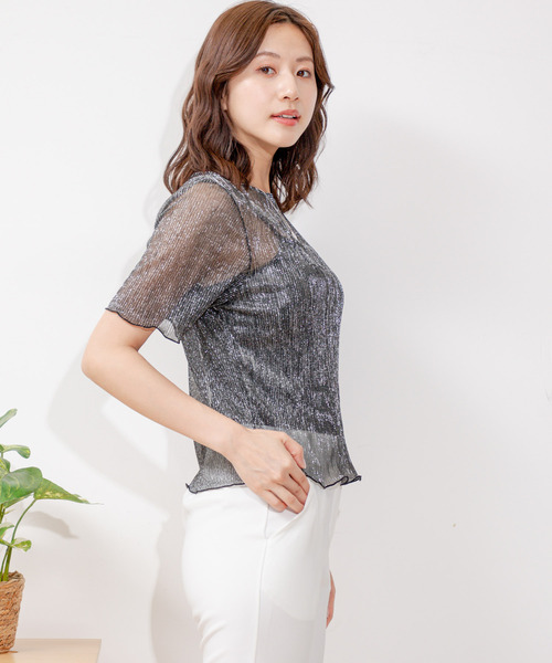 Jayro(ジャイロ)の「ラメプリーツ半袖T(Tシャツ/カットソー・レディース・ブラック/ゴールド/シルバー・M)」の20枚目の写真
