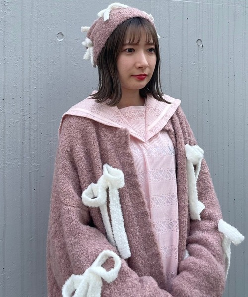 Candy Stripper（キャンディストリッパー）の「FLUFFY RIBBON ビーニー（ニットキャップ/ビーニー・レディース・ピンク/アイボリー/ブラック・FREE）」の16枚目の写真